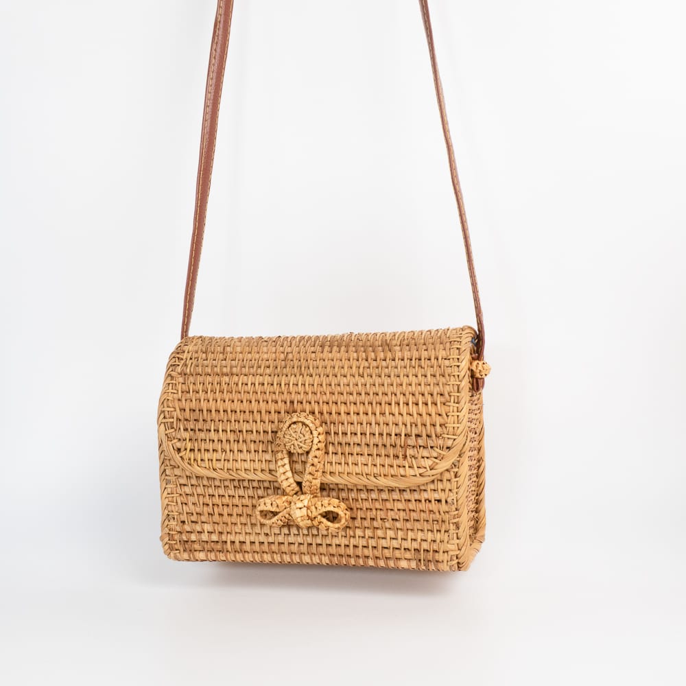 Handwoven Rattan Rectangular Crossbody Bag Feel Good Decor