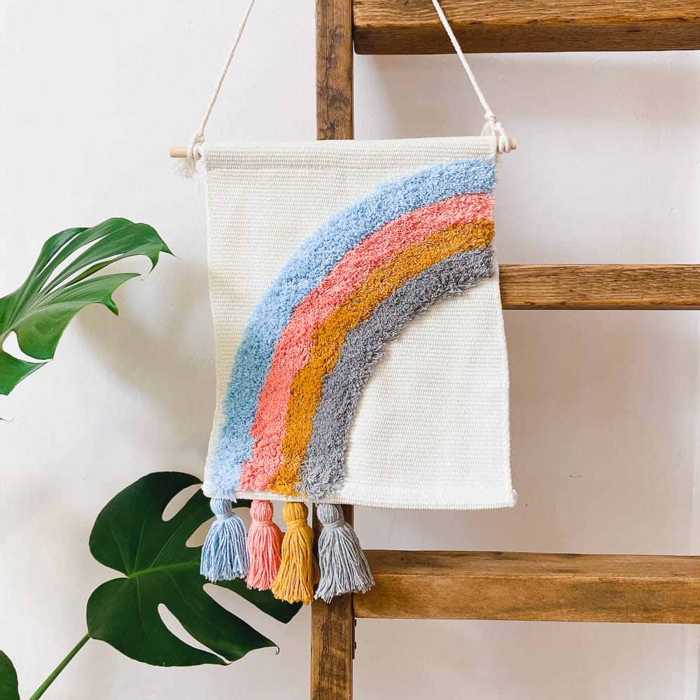 Handmade Rainbow Wall Hanging Tapestry Feel Good Decor